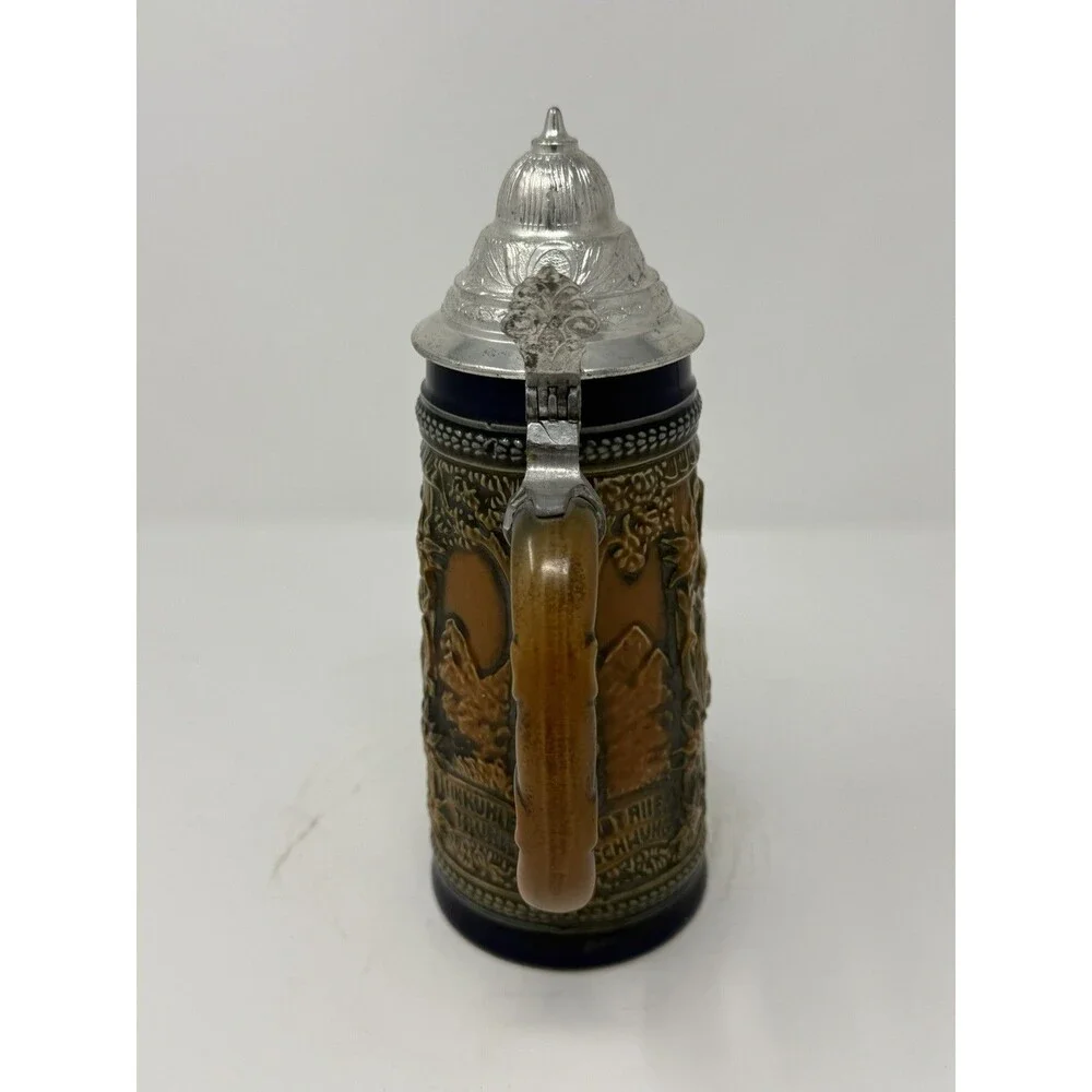 Gerz Gerzit West Germany Cold War Era Pretzel Handle Beer Stein Pewter Lid